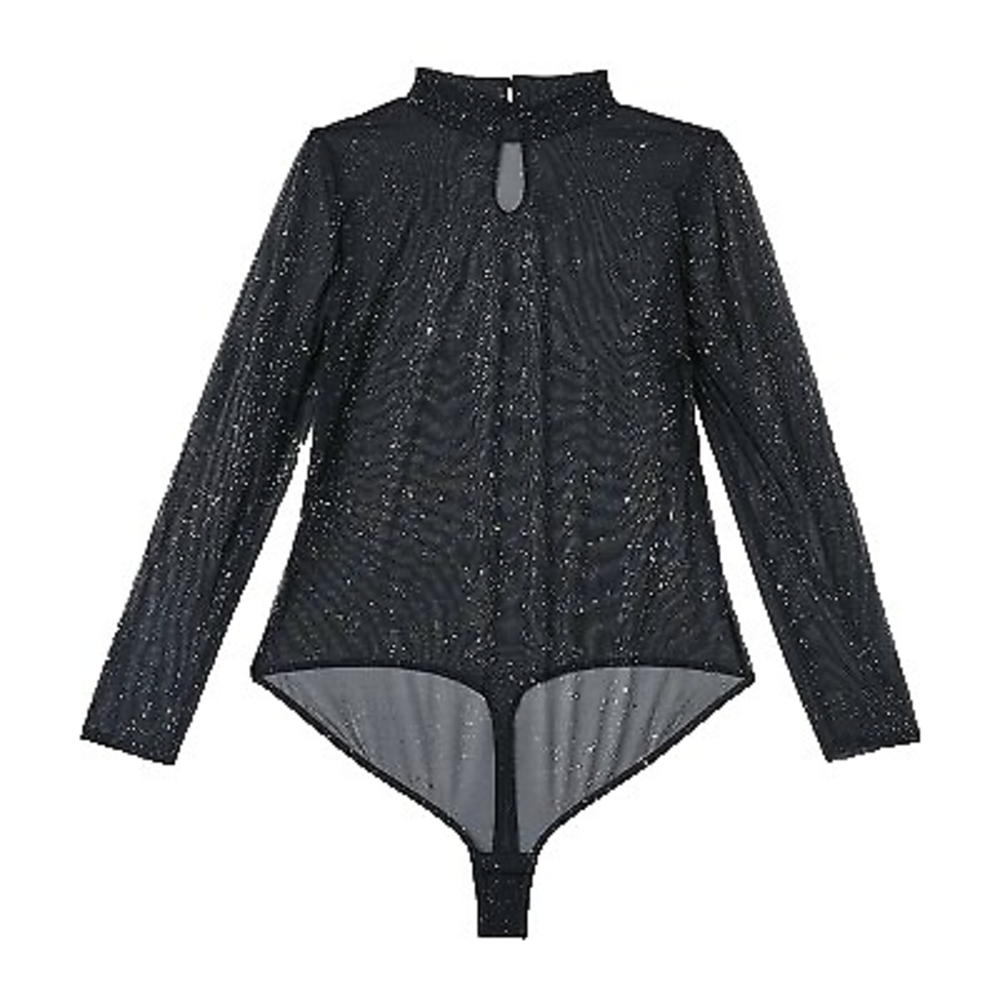 4 FOR $100  -  Auden Black Sparkle Long Sleeve Bodysuit